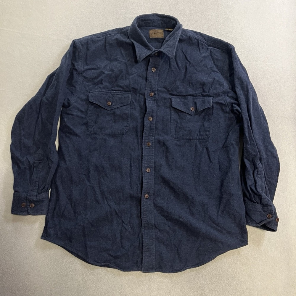St Johns Bay Shirt Men's Size Large Blue Chamois Button Up Long Sleeve Vintage